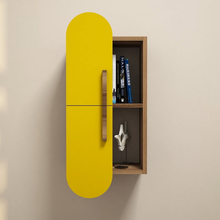 Hanah Home Estantería de Pared Bohemia Nogal y Amarillo